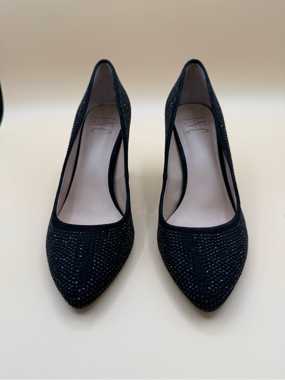 INC international concept  black Crystal-Embellished Pointed Toe Pumps SKU 0148